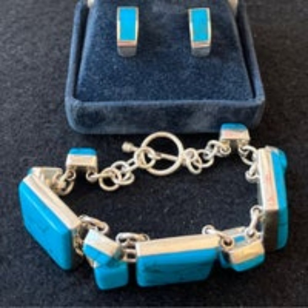 NWOT Sterling Silver “Turquoise” Earrings & Bracelet